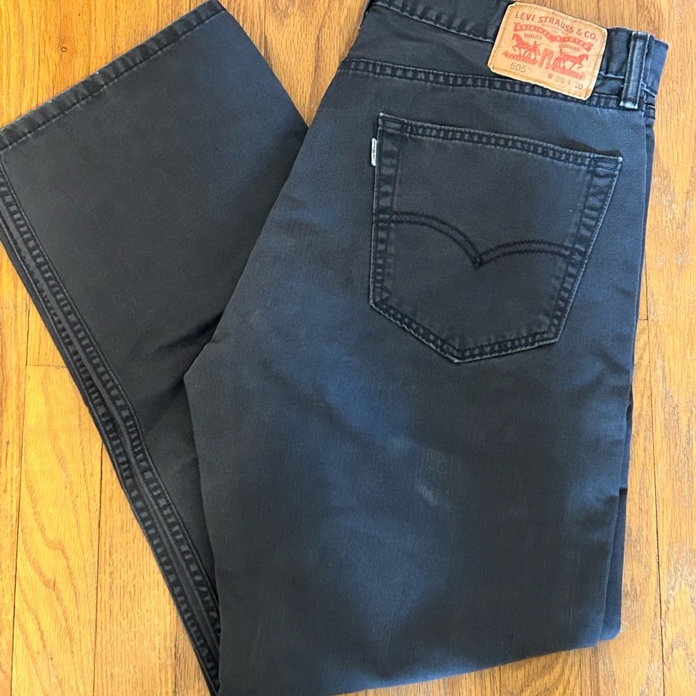Men’s‎ Levi 505 Black Denim Straight Leg Jeans Size 36 X 30